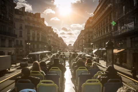 Double-decker bus tour in Paris