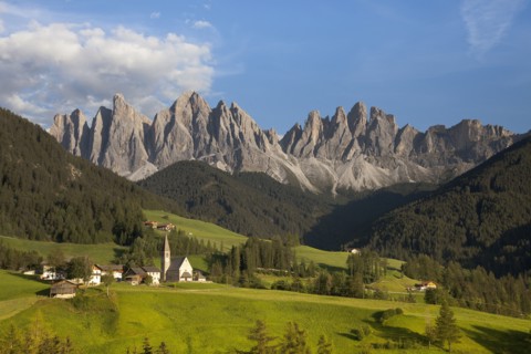 Houses in remote mountain landscape