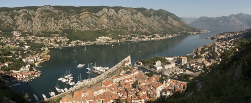 Aerial view of urban waterfront