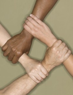 Close up of hands forming square