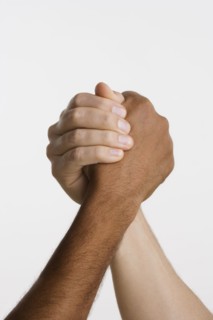 Close up of two hands in arm wrestle