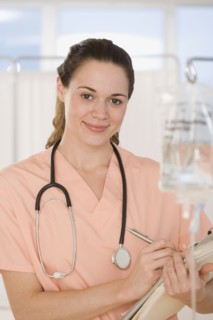 Hispanic female doctor holding chart