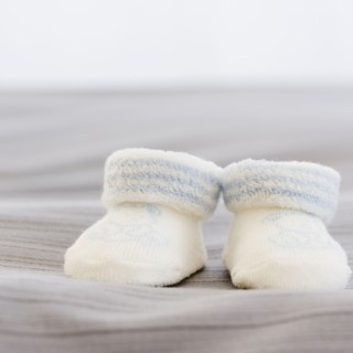 Close up of baby booties