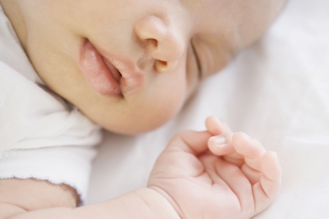 Close up of sleeping newborn baby