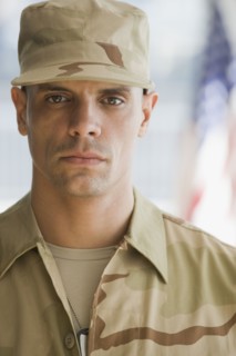 Portrait of Hispanic male soldier