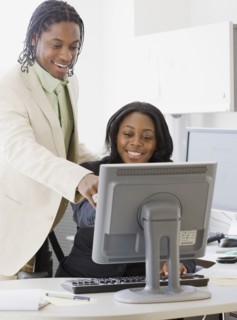 African business people working on computer