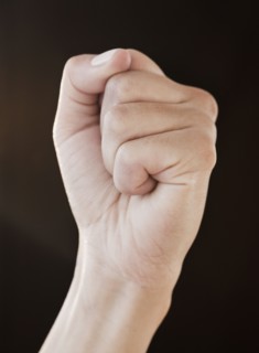 Woman with clenched fist