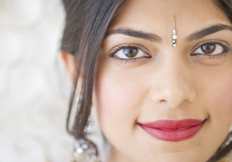 Indian woman with bindi on forehead