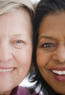 Close up of friends smiling