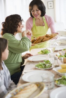 Family eating dinner together