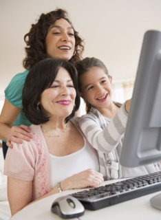 Family using computer together