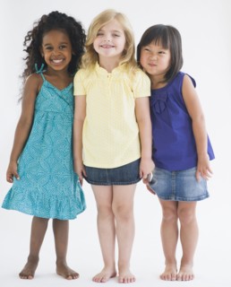 Smiling girls standing together