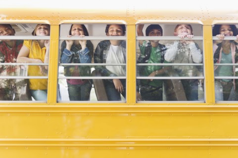 Children riding school bus