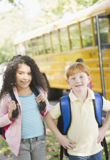 Children waiting for school bus