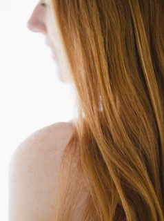 Close up of Caucasian woman's red hair