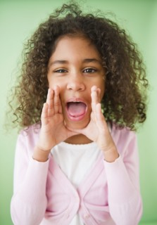 Mixed race girl shouting