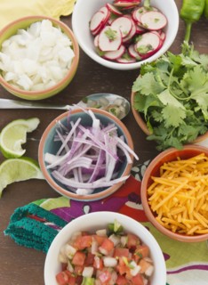 Ingredients for Mexican food in bowls