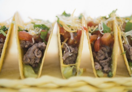Close up of beef Mexican tacos