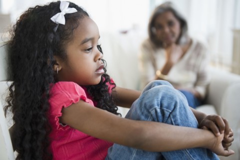 Sad African American girl