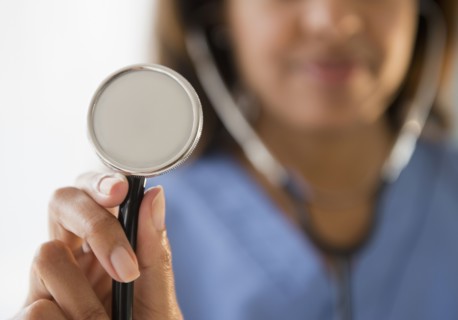 Cape Verdean doctor holding stethoscope
