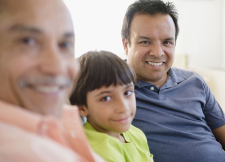 Smiling Hispanic grandfather
