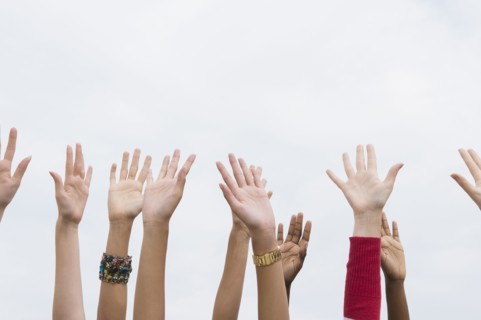 Close up of women's outstretched hands