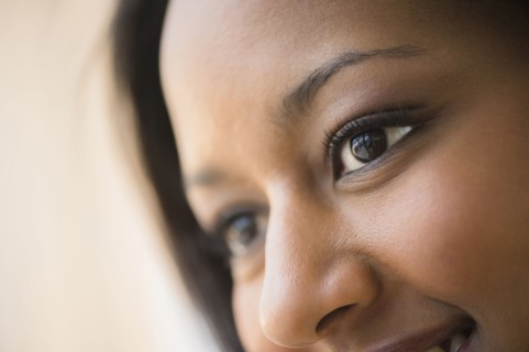 Close up of African American woman's eyes