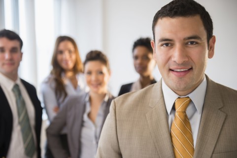 Businessman smiling in office