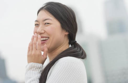 Korean woman laughing