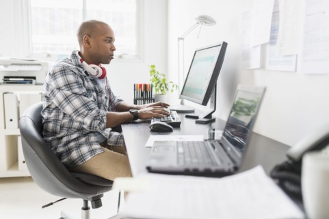 Black businessman working in office