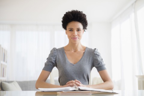 Black woman working at desk