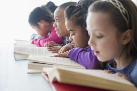 Students reading in classroom