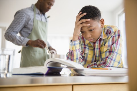 Frustrated boy doing homework