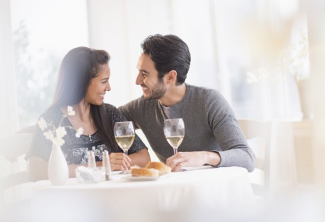 Couple having dinner together in restaurant