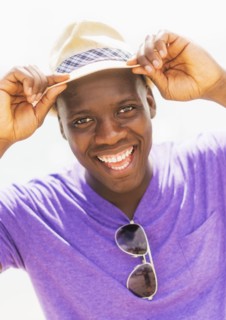 Mixed race man smiling outdoors