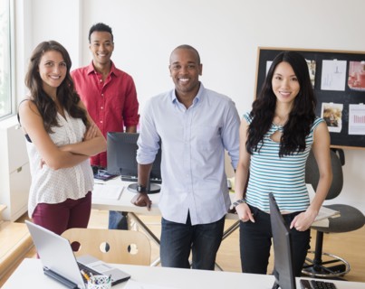 Business people smiling in office