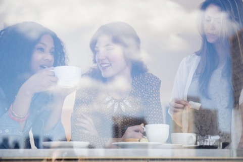 Women drinking coffee in cafe