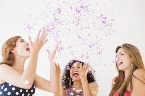 Women celebrating with confetti