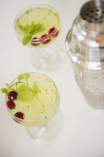 Close up of cocktails with garnish