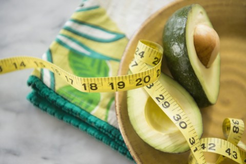 Close up of halved avocado
