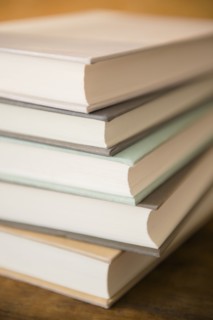 Close up of stack of books