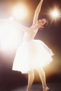 Hispanic ballet dancer performing on stage