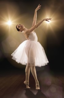Hispanic ballet dancer performing on stage