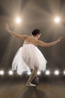 Hispanic ballet dancer performing on stage