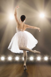 Hispanic ballet dancer performing on stage