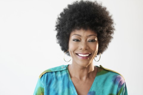Close up of smiling African American woman