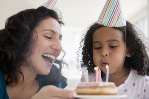 Mother and daughter celebrating birthday