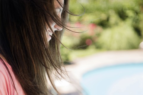 Profile of Caucasian woman outdoors