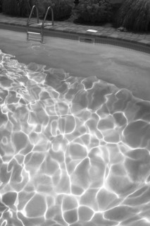 High angle view of sunbeams in swimming pool