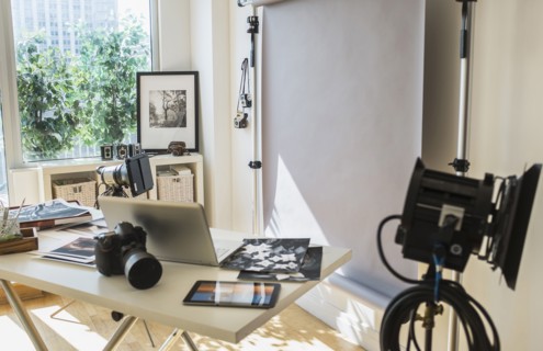 Desk in photography studio